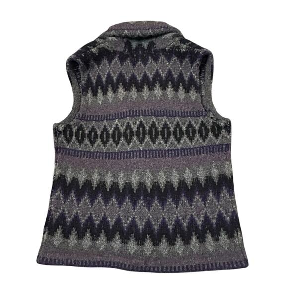 Lauren RL Lambswool Sweater Vest Womens Size PM Gray Black Southwestern Preppy - Picture 2 of 6